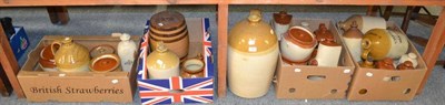 Lot 1023 - * A quantity of stoneware including a chick feeder, jugs, jars and covers, etc (four boxes)