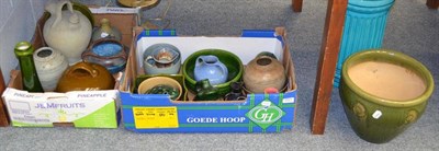 Lot 1027 - * A collection of art pottery including Burmantofts garden seat, Auld and Bretby pottery, etc...