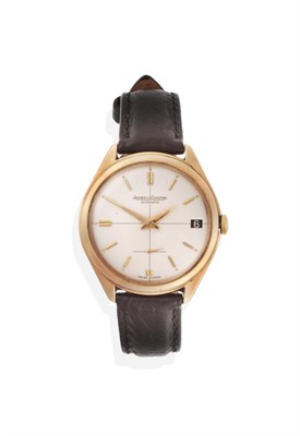 Lot 328 - A 9ct Gold Automatic Calendar Wristwatch, signed Jaeger LeCoultre, 1958, (calibre P813) lever...