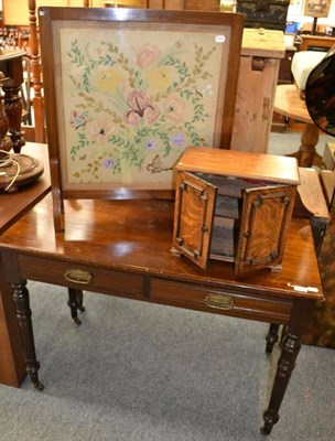 Lot 1033 - Mahogany fireplace screen, small cupboard and an Edwardian mahogany hall table