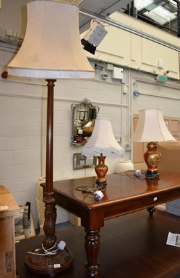 Lot 1037 - Nursing chair, standard lamp and two ceramic lamps