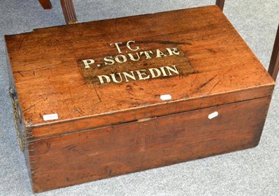 Lot 1060 - # 19th century mahogany hinged travel box painted T.G. P. Soutar Dunedin