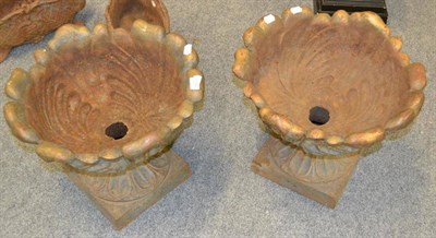 Lot 1086 - Two cast iron garden urns