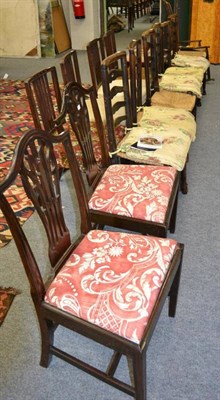 Lot 1087 - Six similar ladder back rush seated dining chairs and four others