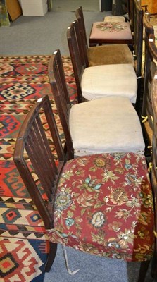 Lot 1088 - Four 19th century mahogany dining chairs, two footstools and a mahogany chair (7)