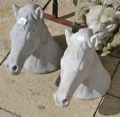 Lot 1104 - Pair of horse heads and a lion mask