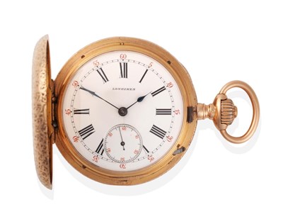 Lot 339 - An 18ct Gold Full Hunter Pocket Watch, signed Longines, circa 1890, lever movement signed,...