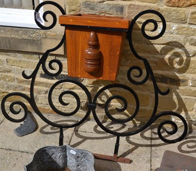 Lot 1128 - A pair of wrought iron planters with oak liners