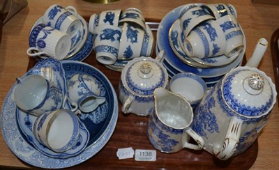 Lot 1138 - Blue and white china on one tray and a quantity of cutlery