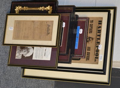 Lot 1153 - * Modern framed theatre catalogues with ticket stubs, a Victorian gilt framed portrait of a...