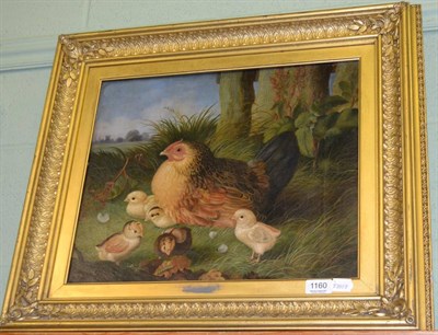 Lot 1160 - A 19th century British school study of a hen and chicks in the manner of Edgar Hunt