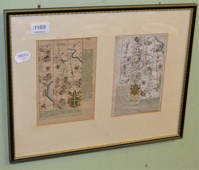 Lot 1169 - * Antique framed map of Guisborough and Durham and five topographical prints and a colour print...