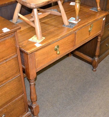 Lot 1245 - Oak two drawer side table