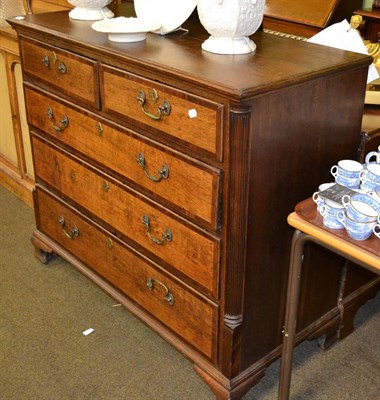 Lot 1274 - George III oak and mahogany five drawer straight fronted chest