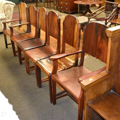 Lot 1277 - A set of six dining chairs made from reclaimed timber including two carvers