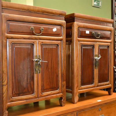 Lot 1322 - # Pair of reproduction Chinese style hardwood side cabinets