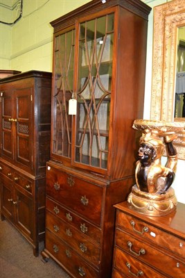 Lot 1332 - Bureau bookcase with glass casement top of slender proportions