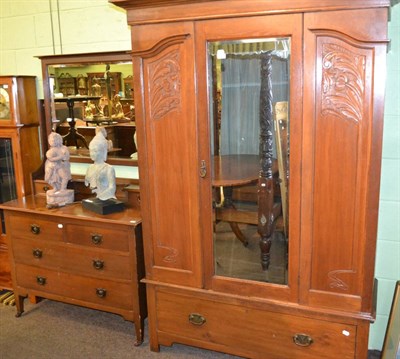 Lot 1335 - Oak Arts & Crafts wardrobe and dressing table