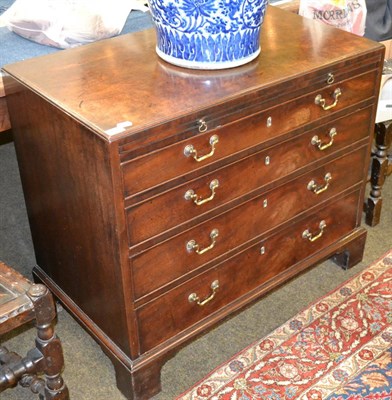 Lot 1361 - George III mahogany straight fronted chest of drawers with brushing slide, formerly fitted with...