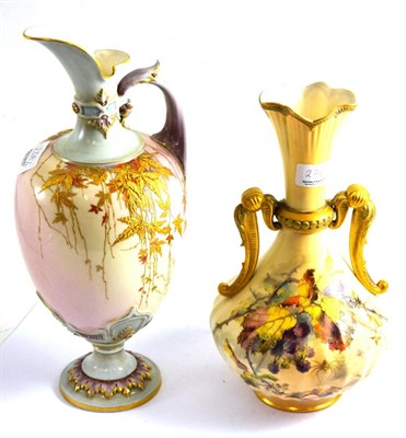 Lot 23A - Worcester ewer and vase and a two handled vase