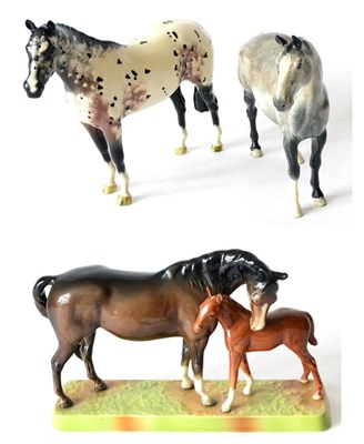 Lot 3 - Beswick Appaloosa Stallion, model No. (A)1772, colourway No. 2, black and white gloss; Mare and...