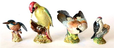Lot 6 - Beswick Birds comprising: Green Woodpecker, model No. 1218B, second version, gloss; Lesser...