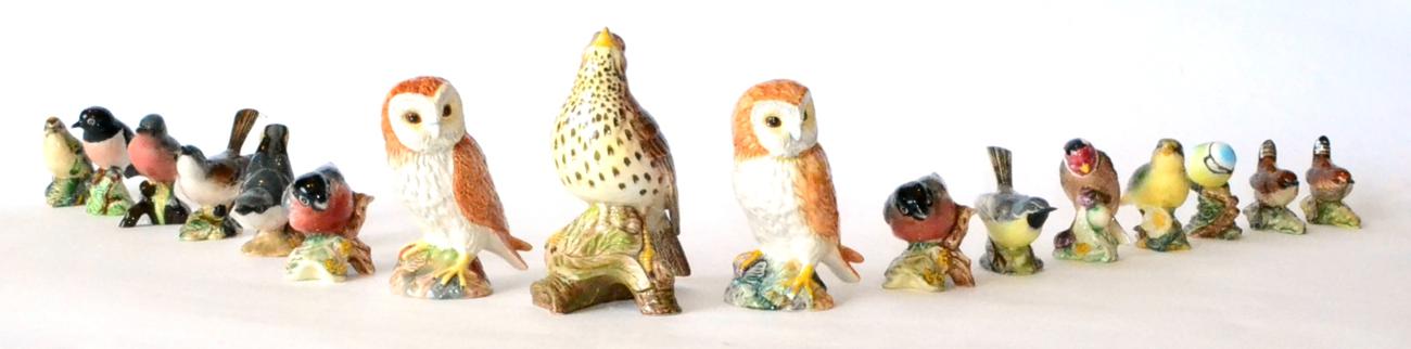 Lot 8 - Beswick Birds including: Barn Owl, model No. 1046A, first version, gloss; another; Songthrush,...