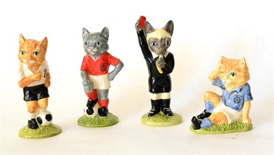 Lot 18 - Beswick Footballing Felines Collection: 'Referee: Red Card', model No. FF6 (3896), 'Mee-Ouch',...