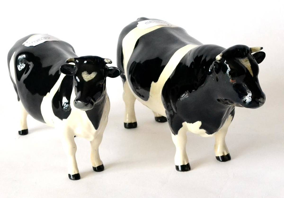 Lot 19 - Beswick Friesian Bull, Ch. Coddington Hilt Bar, model No. 1439A; Beswick Friesian Cow, Ch. Claybury