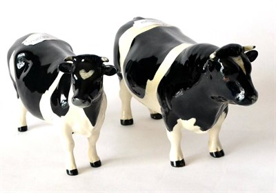 Lot 19 - Beswick Friesian Bull, Ch. Coddington Hilt Bar, model No. 1439A; Beswick Friesian Cow, Ch. Claybury