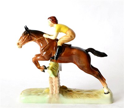 Lot 21 - Beswick Girl on Jumping Horse, model No. 939, brown gloss