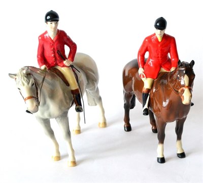 Lot 28 - Beswick Huntsman, model No. 1501, style two, standing, brown gloss; together with Huntsman, limited