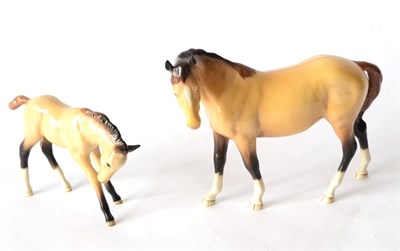 Lot 32 - Beswick Mare (Facing Left), model No. 976, dun gloss, BCC-1997; together with Foal (Large, Head...