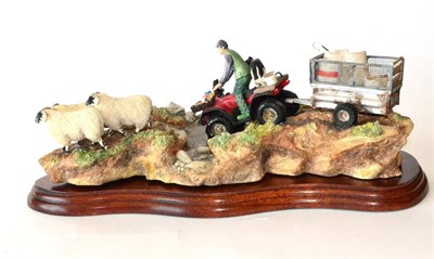 Lot 50 - Border Fine Arts 'All in a Day's Work' (Farmer on ATV Herding Sheep), model No. B0593 by Kirsty...