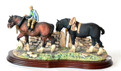 Lot 58 - Border Fine Arts 'Coming Home', model No. JH9A by Judy Boyt, bay and black horses, on wood base