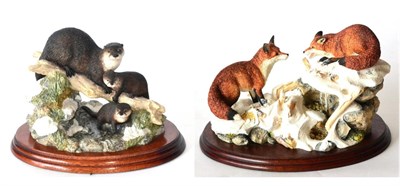 Lot 59 - Border Fine Arts 'Cool Reception' (Dog and Vixen Fox in Winter), model No. B0092 by David...