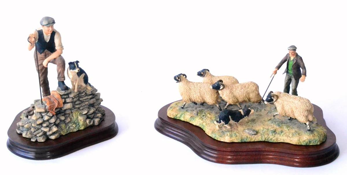 Lot 81 - Border Fine Arts 'Shedding' (Shepherd, Collie and Sheep), model No. L113 by Ray Ayres, limited...