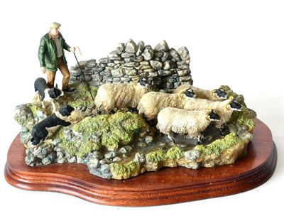 Lot 95 - Border Fine Arts 'The Crossing' (Shepherd, Sheep and Collie), model No. B0013 by Ray Ayres, limited