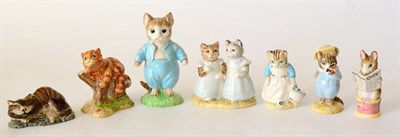 Lot 104 - Royal Albert Beatrix Potter figures comprising 'Mittens and Moppet', 'Tailor of Gloucester',...