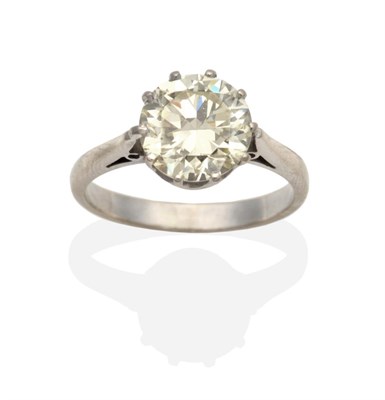 Lot 384 - A Solitaire Diamond Ring, an old cut diamond in a claw setting, to knife edge shoulders,...