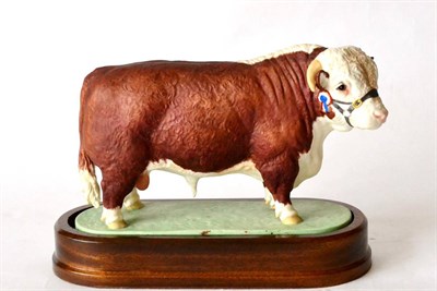 Lot 120 - Royal Worcester Hereford Bull ";Vern Inspiration";, model No. RW3668 by Doris Lindner, limited...