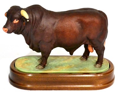 Lot 130 - Royal Worcester Santa Gertrudis Bull ";Prince";, model No. RW3702 by Doris Lindner especially...