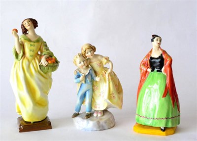 Lot 133 - Royal Worcester 'Sweet Nell of Old Drury', model No. 3006, yellow dress; 'Argentina', model No....