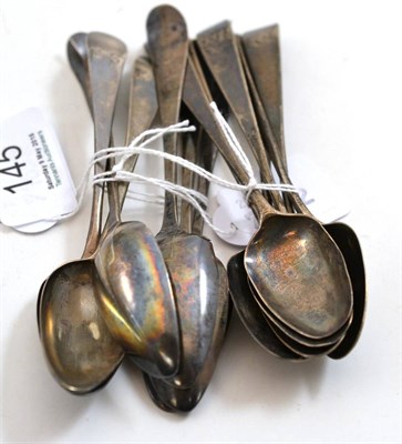 Lot 145 - Two sets of six silver Georgian teaspoons