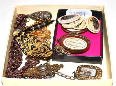 Lot 152 - A Victorian hair docker, mourning brooch, the Surprize locket of Scarborough etc