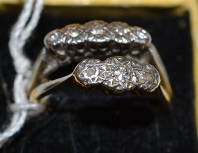 Lot 191 - A five stone diamond ring and a three stone diamond ring (2)