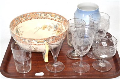 Lot 196 - Copenhagen vase, Doulton bowl and assorted Victorian glasses