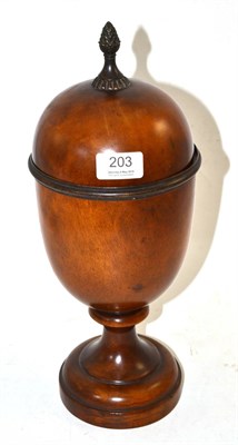 Lot 203 - A Regency turned sycamore (?) urn and cover with bronze mounts