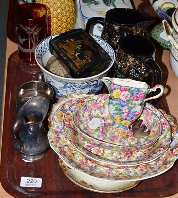 Lot 220 - Chintz pattern sugar and cream, three other pieces of Chintz and sundry