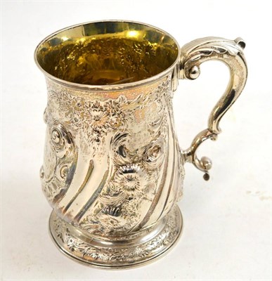 Lot 238 - A George III silver two pint mug, Thomas Wallis I, London 1766, of typical baluster form with a...